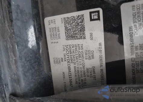 2021 Chevrolet Silverado 1500 4Wd Short Bed Lt z USA, uszkodzony, nr VIN 1GCUYDED8MZ115847